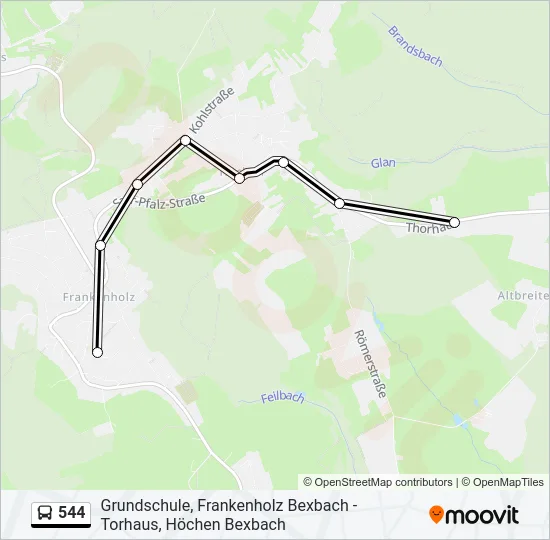 544 Bus Line Map