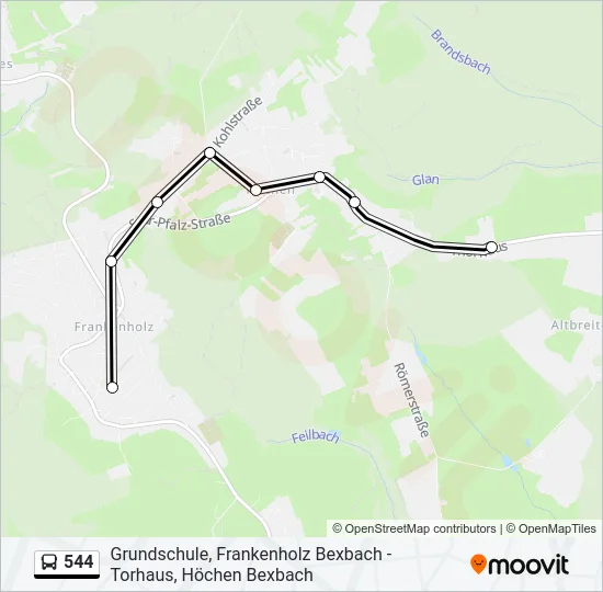 544 Bus Line Map