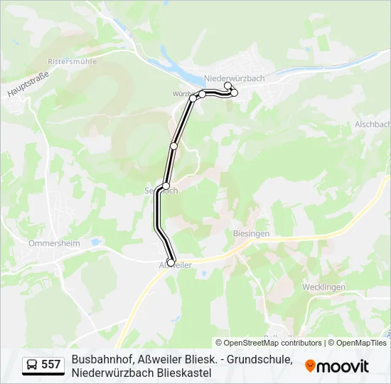 557 Bus Line Map
