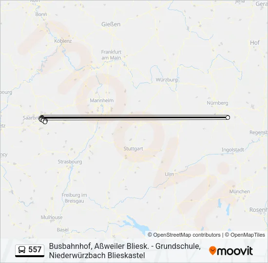 557 Bus Line Map
