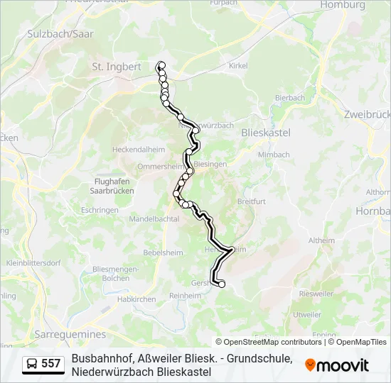 557 Bus Line Map