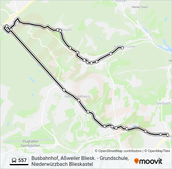 557 Bus Line Map