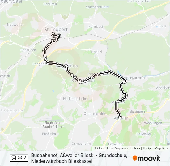 557 Bus Line Map