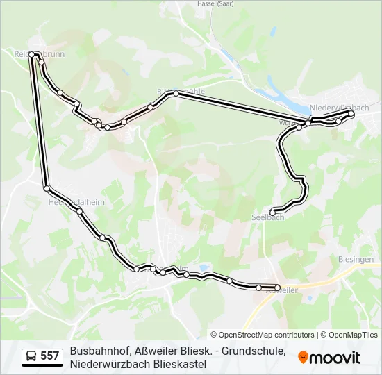 557 Bus Line Map