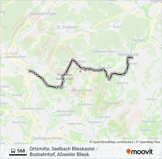 568 Bus Line Map