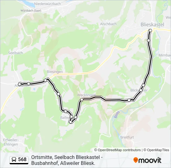 568 Bus Line Map