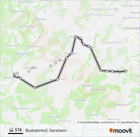 578 Bus Line Map