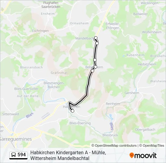 594 Bus Line Map