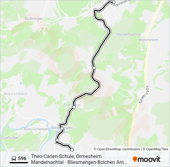 596 Bus Line Map