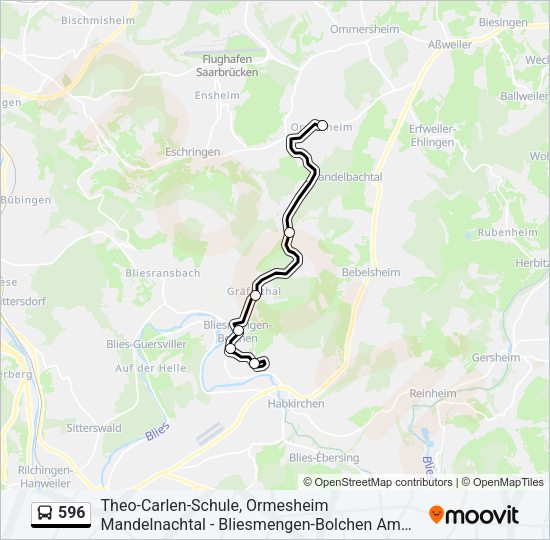 596 Bus Line Map