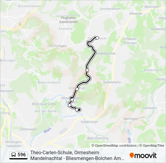 596 Bus Line Map