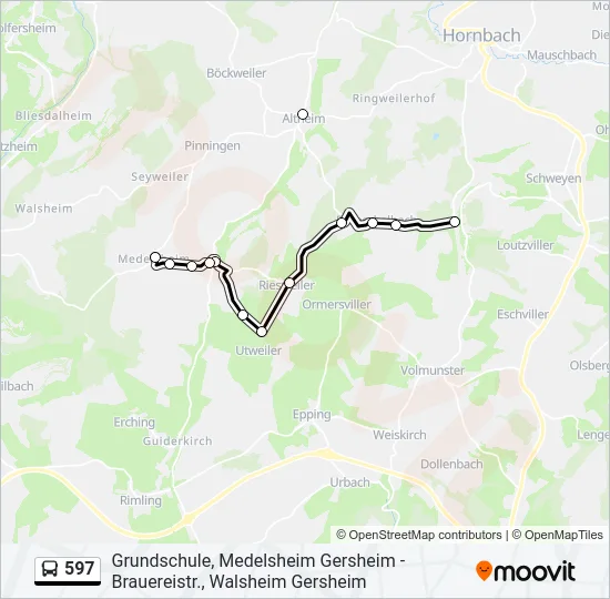 597 Bus Line Map