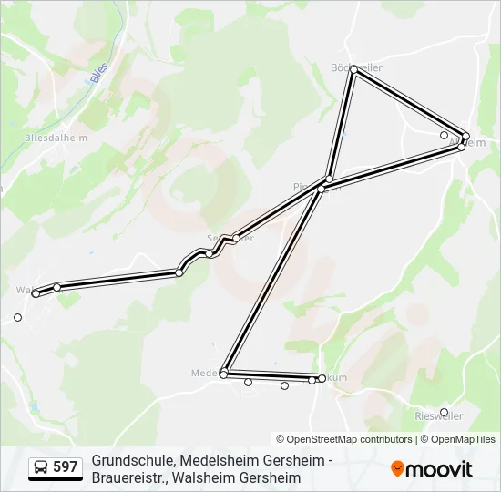597 Bus Line Map