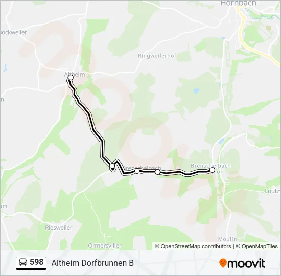 598 Bus Line Map