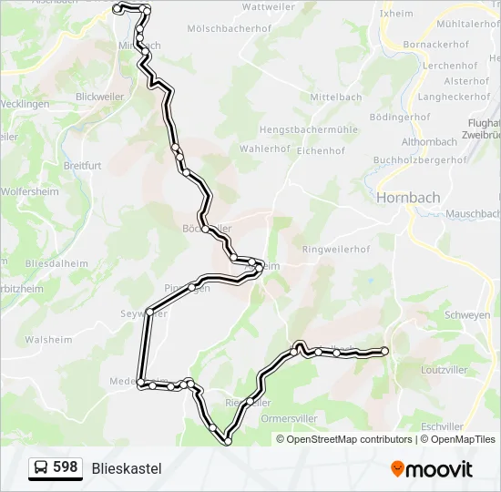 598 Bus Line Map