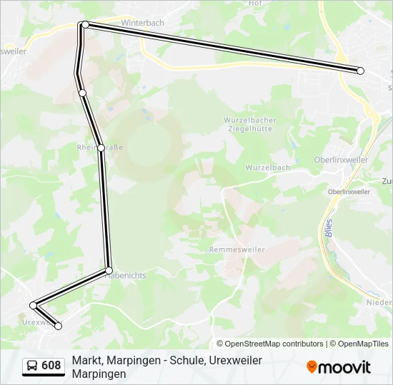 608 Bus Line Map