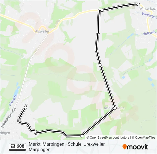 608 Bus Line Map