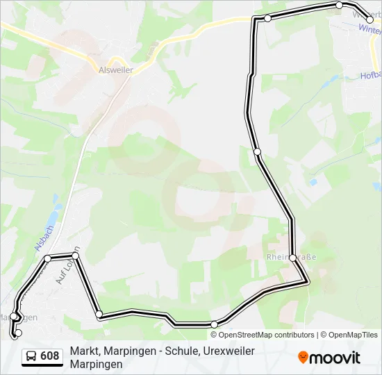 608 Bus Line Map