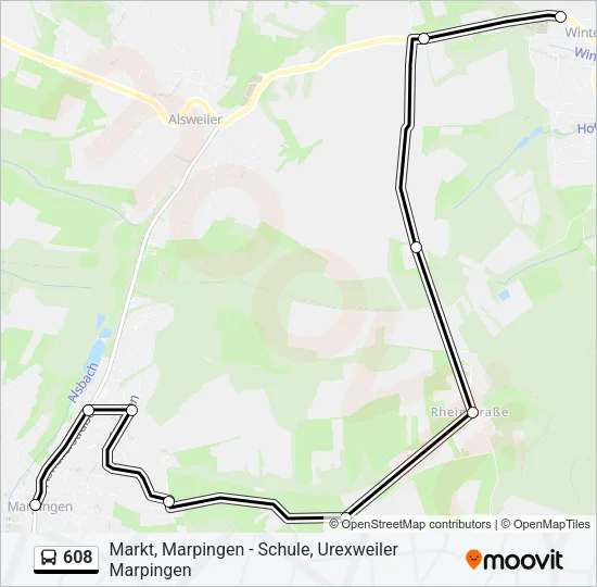608 Bus Line Map