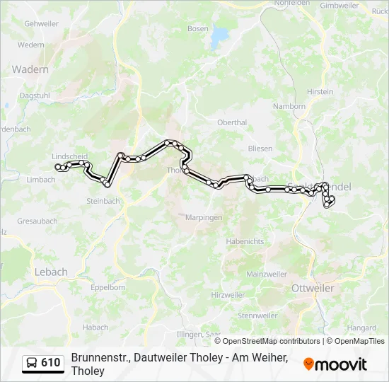 Автобус 610: карта маршрута