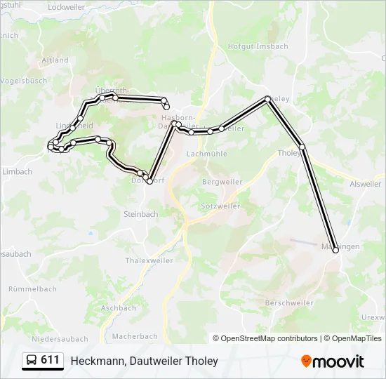 611 Bus Line Map