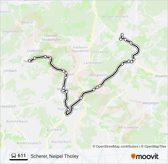 611 Bus Line Map
