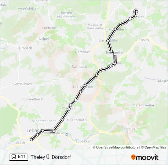 611 Bus Line Map