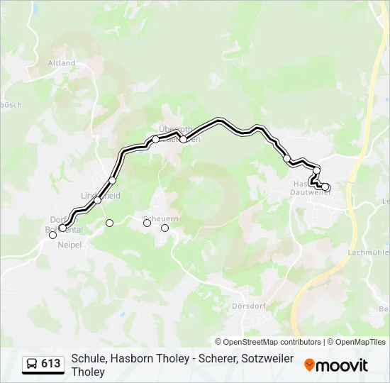 613 Bus Line Map