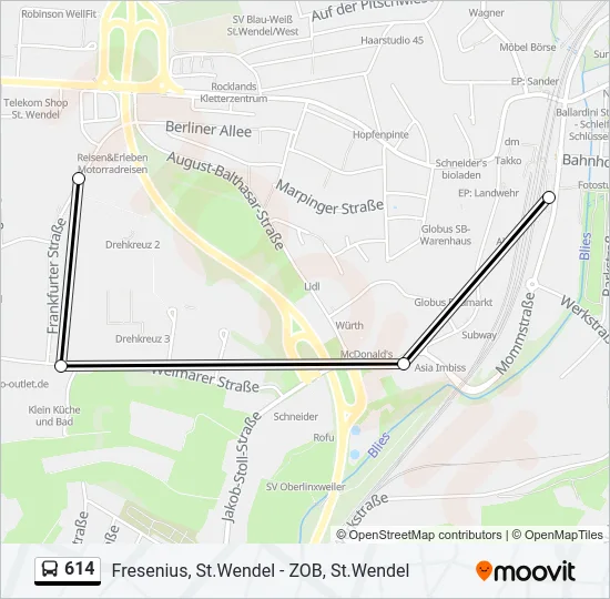 614 Bus Line Map