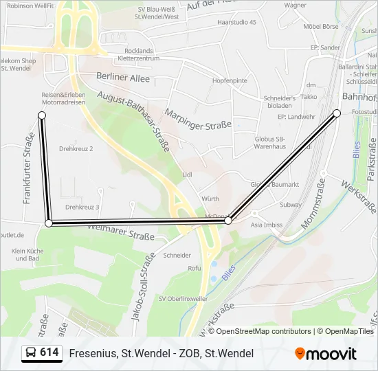 614 Bus Line Map