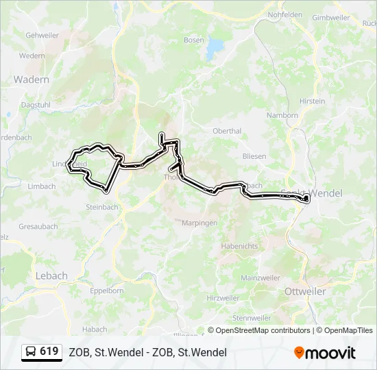 619 Bus Line Map