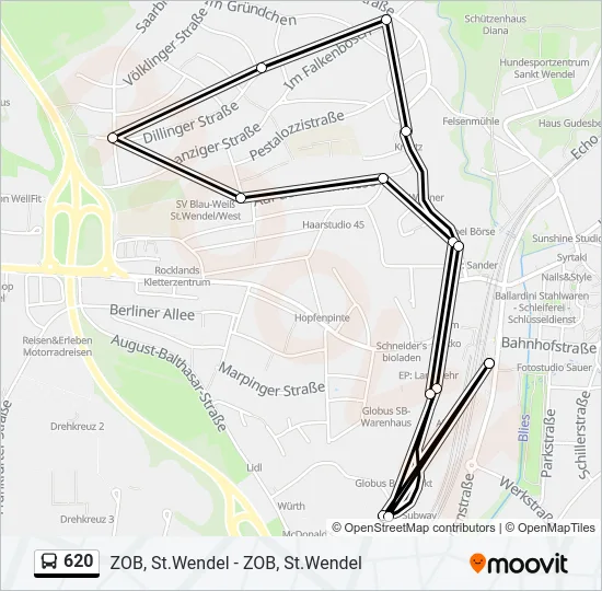 620 Bus Line Map