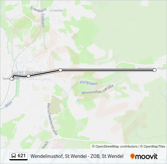621 Bus Line Map
