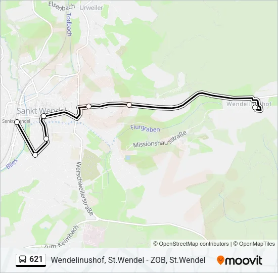 621 Bus Line Map