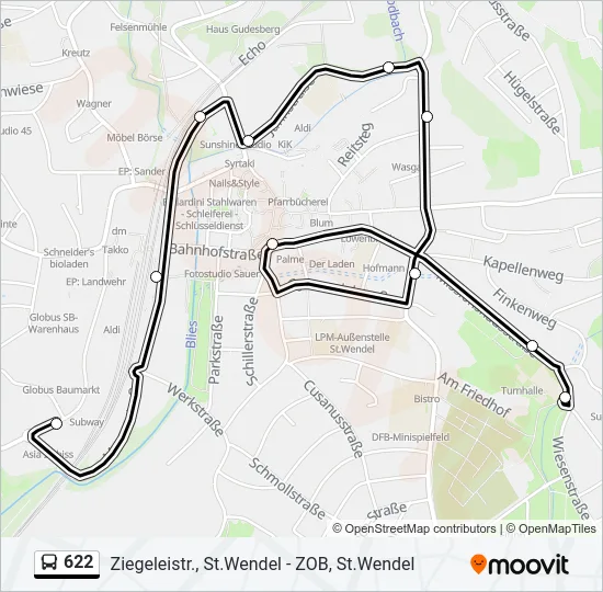 622 Bus Line Map