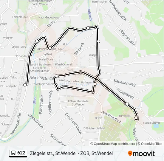 622 Bus Line Map