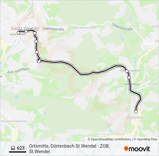 623 Bus Line Map