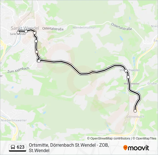 623 Bus Line Map