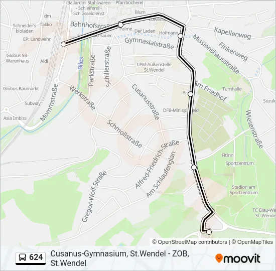 624 Bus Line Map