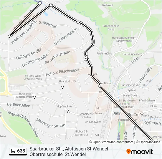 633 Bus Line Map