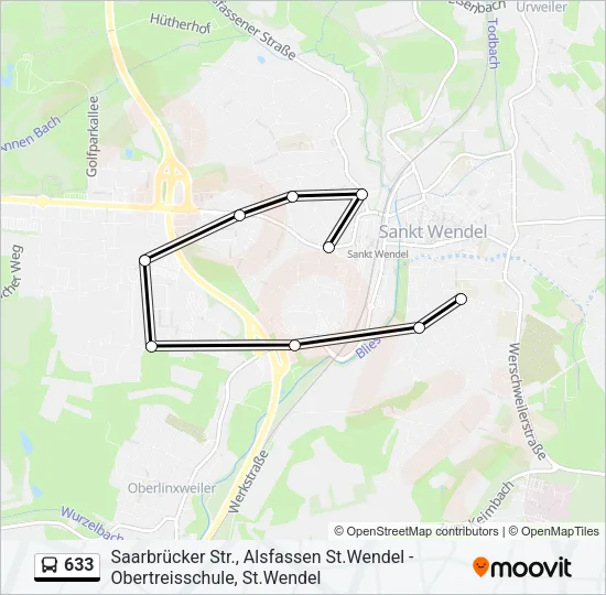 633 Bus Line Map