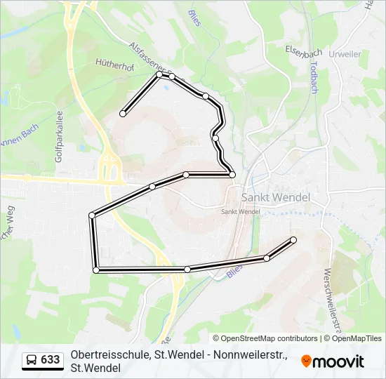 633 Bus Line Map