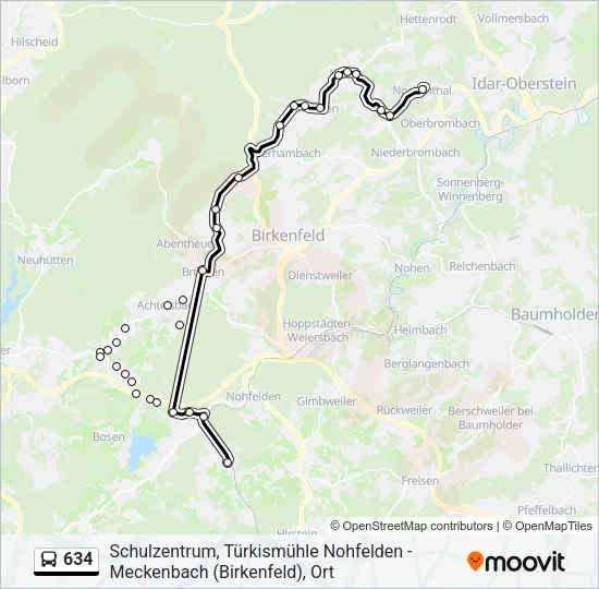 634 Bus Line Map