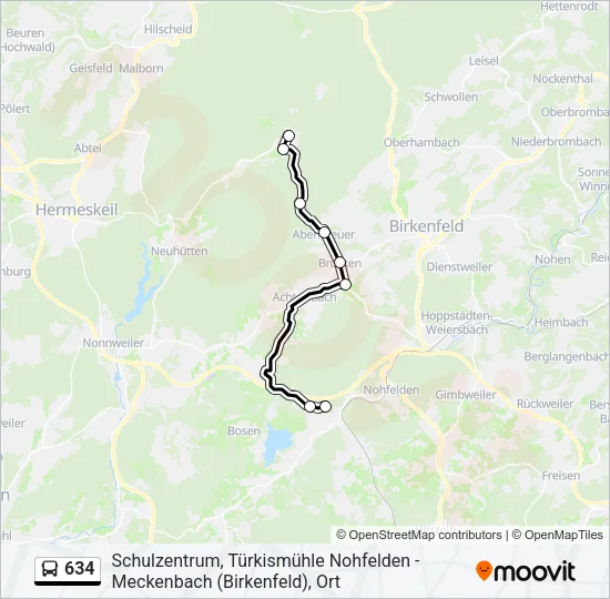 634 Bus Line Map