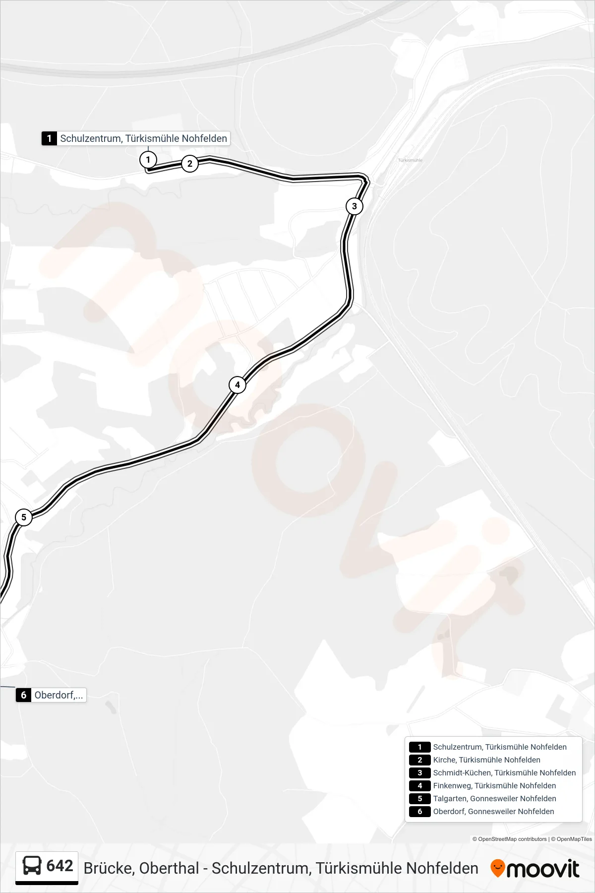 Linie 642 (Bus) Richtung Gonnesweiler: Route und Haltestellen auf der Karte