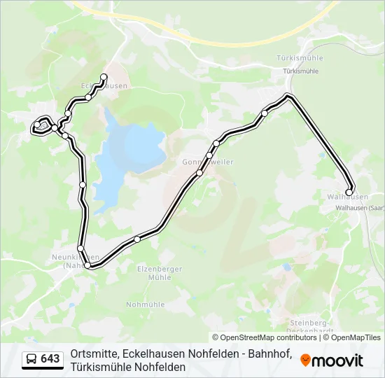 643 Bus Line Map