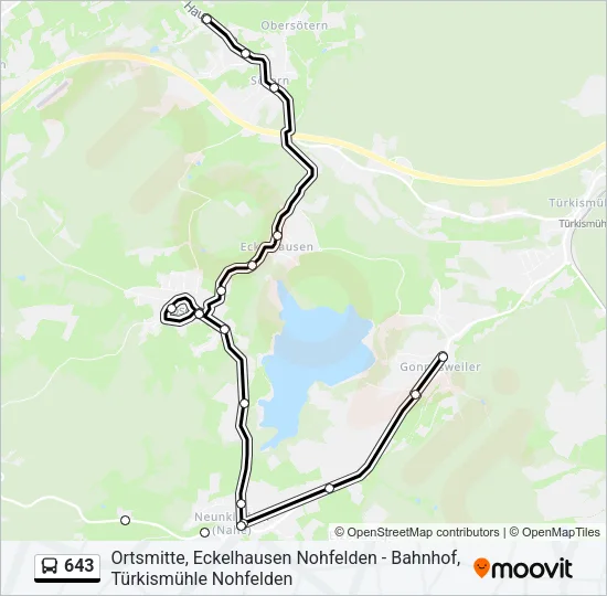 643 Bus Line Map
