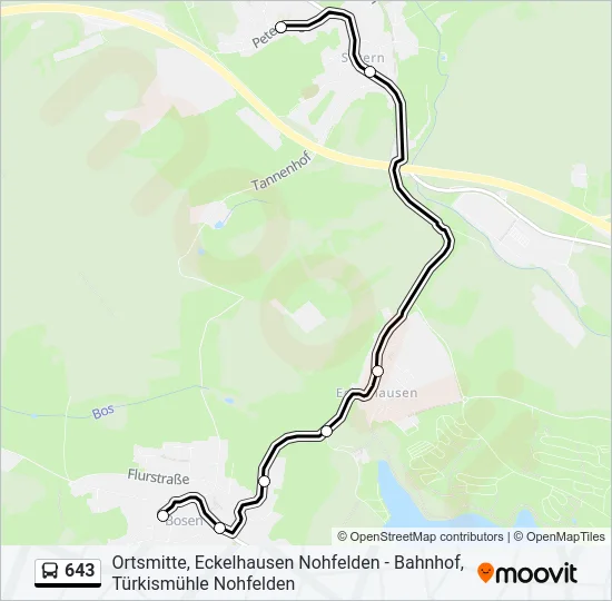 643 Bus Line Map