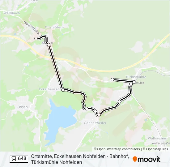 643 Bus Line Map