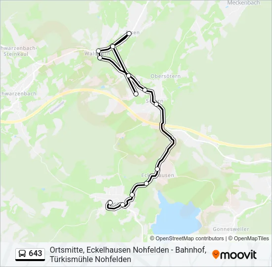 643 Bus Line Map